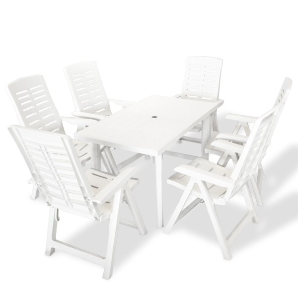 Set Mobilier De Exterior 7 Piese Alb Plastic 275075